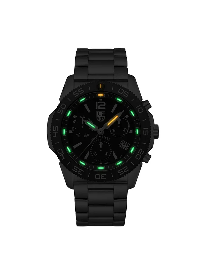 لومينكس ساعة يد رجالية كرونوغراف دائرية من الستانلس ستيل . -  مم