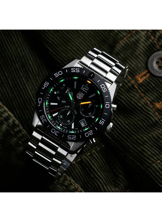 لومينكس ساعة يد رجالية كرونوغراف دائرية من الستانلس ستيل . -  مم