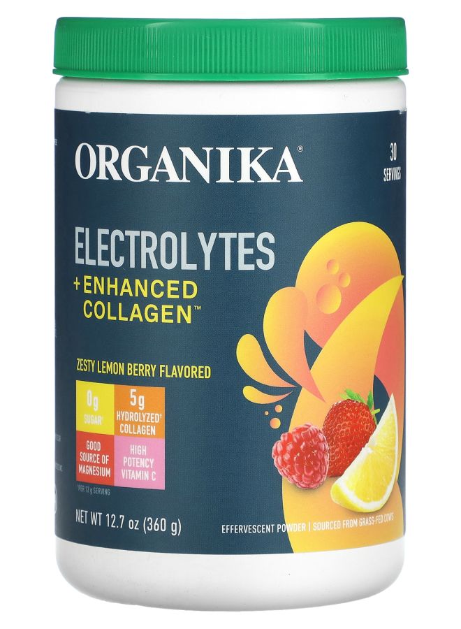 Organika Electrolytes + Enhanced Collagen Zesty Lemon Berry 12.7 oz (360 g)