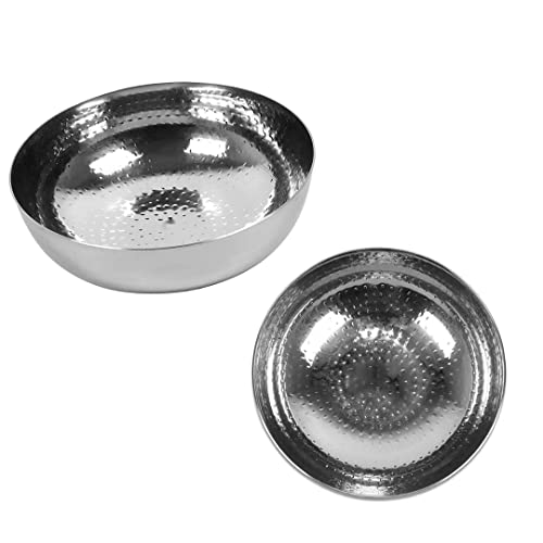 KC Sandwich Bottom Heavy Guage Stainless Steel Hammered Tasla, Without Handle Kadhai Cookware(1500 ML) - Image 3