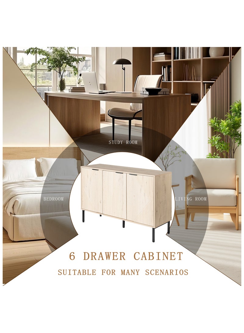 DOOHWAN Modern Sideboard Buffet Cabinet with Doors & Shelves - Wooden Fluted Storage Cabinet for Living Room, Entryway, Kitchen - Image 3
