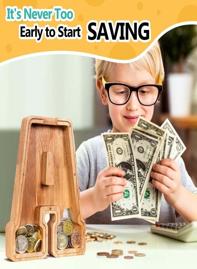 SummiDate Wooden Letter Piggy Bank for Kids| Piggy Bank for Boys Girls Toddler| Alphabet A Money Bank| Wood Coin Bank Personalized Birthday Easter Gifts for Kids (A) - Image 5