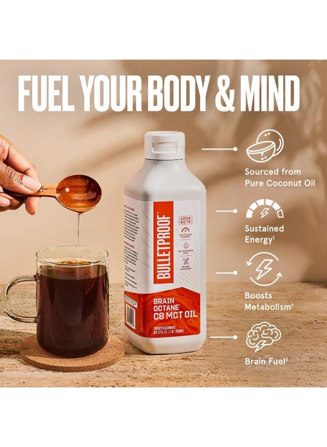 Bulletproof Brain Octane Premium C8 MCT Oil from Non-GMO Coconuts, 14g MCTs, 14 Fl Oz, Bulletproof Keto Supplement for Sustained Energy, Appetite Control, Mental & Physical Energy, Non-GMO, Vegan & Cruelty Free Brand: Bulletproof - Image 2