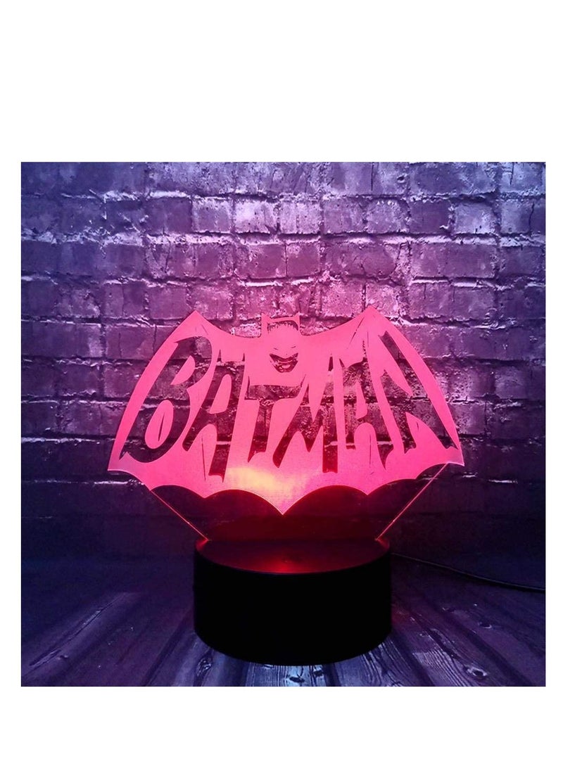 althiqahkey - Batman Logo Lamp Justice League DC Series Sign Cartoon Shape Switch Night Light 3D Optical LED Decor Table Lamp for Boy Bedroom Holiday Birthday Xmas Gift for Kid Toy - Image 1