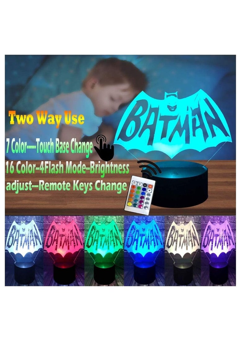 althiqahkey - Batman Logo Lamp Justice League DC Series Sign Cartoon Shape Switch Night Light 3D Optical LED Decor Table Lamp for Boy Bedroom Holiday Birthday Xmas Gift for Kid Toy - Image 1