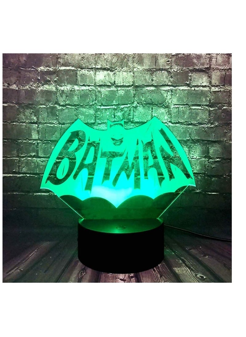 althiqahkey - Batman Logo Lamp Justice League DC Series Sign Cartoon Shape Switch Night Light 3D Optical LED Decor Table Lamp for Boy Bedroom Holiday Birthday Xmas Gift for Kid Toy - Image 1
