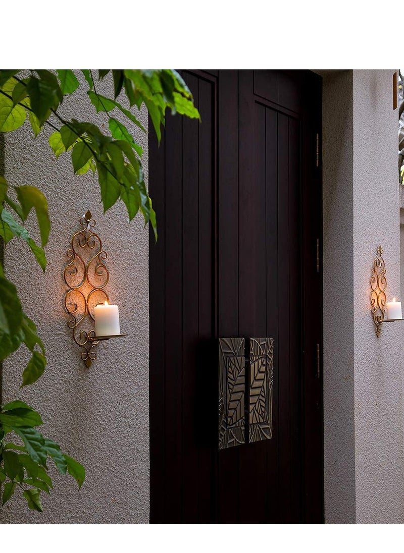SYOSI - Wall Candle Holders, Iron Wall Candle Sconce Holder Set of 2, Gold Wall Mount Candle Holder Wall Decorative Set, Hanging Wall Sconces for Candles, Wall Art Decorations for Home - Image 1
