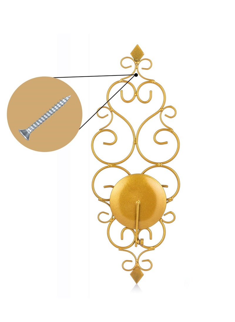 SYOSI - Wall Candle Holders, Iron Wall Candle Sconce Holder Set of 2, Gold Wall Mount Candle Holder Wall Decorative Set, Hanging Wall Sconces for Candles, Wall Art Decorations for Home - Image 1