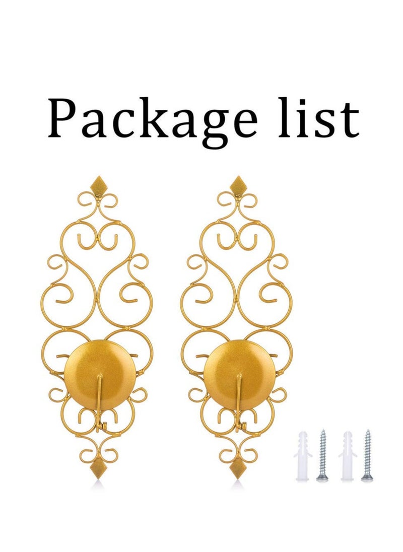 SYOSI - Wall Candle Holders, Iron Wall Candle Sconce Holder Set of 2, Gold Wall Mount Candle Holder Wall Decorative Set, Hanging Wall Sconces for Candles, Wall Art Decorations for Home - Image 1