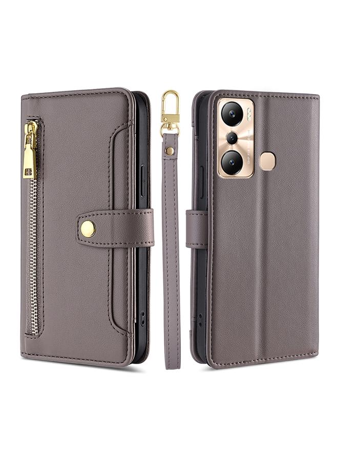 اس-توب جراب هاتف Infinix Hot 20i من الجلد بتصميم خروف مع سحاب وحقيبة كروس بودي - Image 1