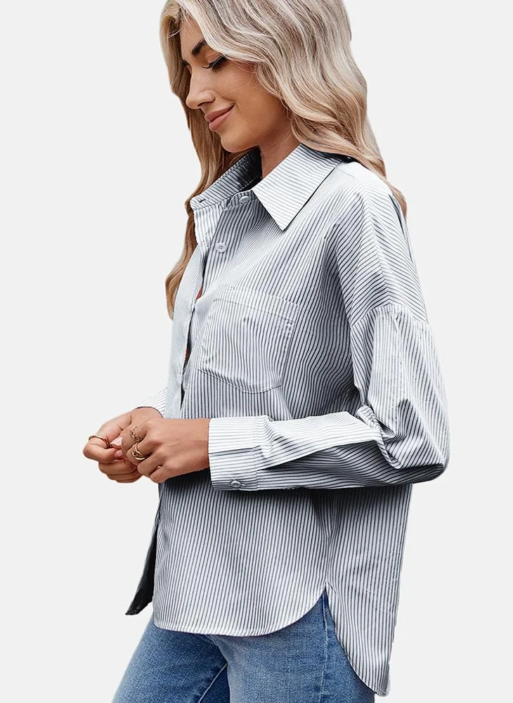 YUNIQEE Grey Striped Regular Fit Shirt