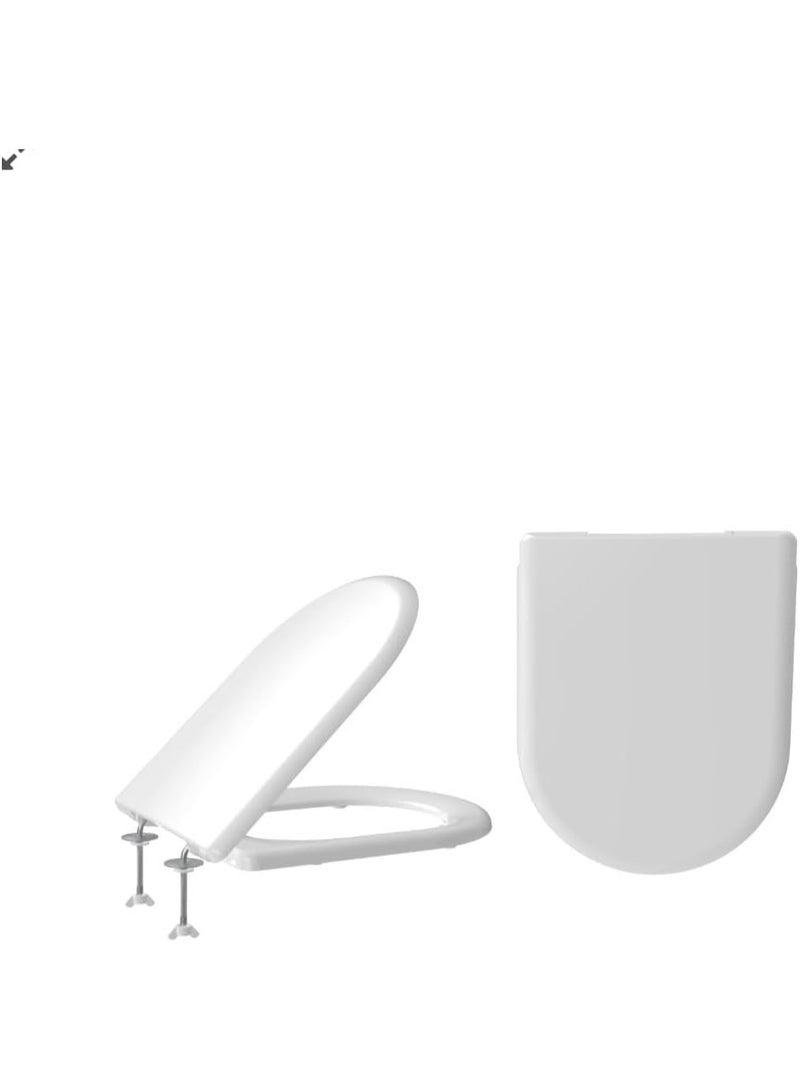 جالا غطاء مقعد المرحاض من جالا، مقاعد مراحيض سهلة الفك والتركيب، مقاعد مراحيض متينة مضادة للبكتيريا مع مفصلات قابلة للتعديل من الفولاذ المقاوم للصدأ، غطاء مقعد مرحاض أبيض على شكل حرف D/U - Image 1