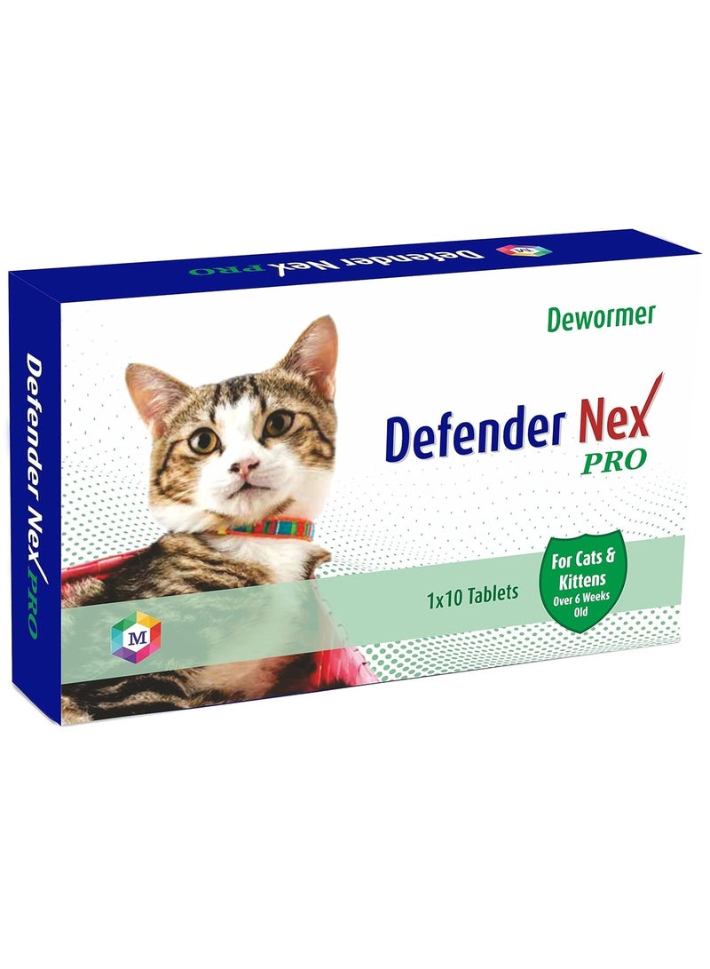 ديفيندر Defender Nex Pro مبيد الديدان الطبيعي للقطط في جميع مراحل الحياة (10 أقراص) عبوة من قطعة واحدة - Image 1