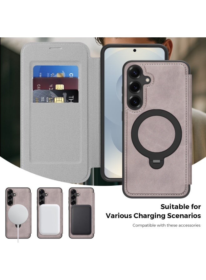 Magnetic Flip Leather Wallet Case for Samsung Galaxy S26, S26 Plus, S25, S25 Plus, S24, S24 Plus with RFID Blocking and Shockproof Protection - Image 4
