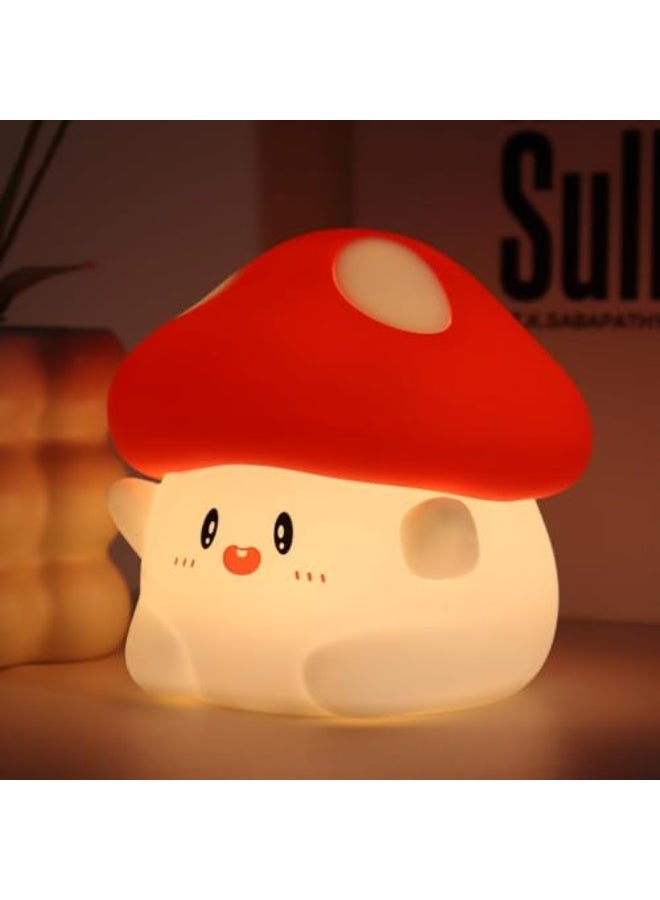 Tazweeq Cute Night Light, Silicone Hug Mushroom Lamp, 2 Levels Dimmable Night Lamp with Timer, Squishy Dimmable Light for Baby Nursery, Rechargeable LED Portable Touch Nightlight - Image 1