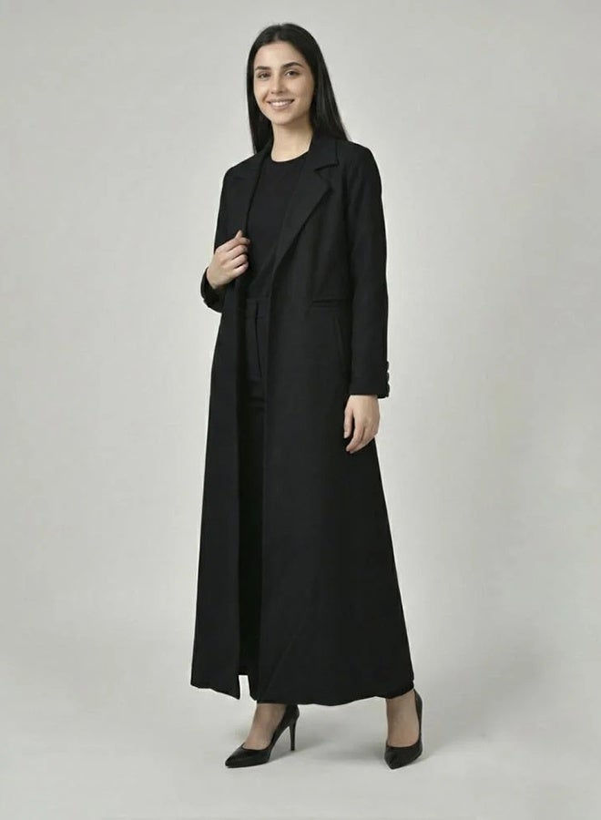 عبايات حوراء عباية بليزر بازرار على الكم مع بطانة داخلية - Image 1