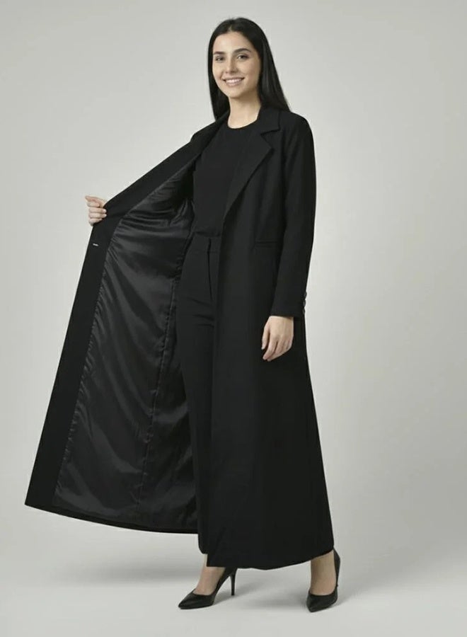 عبايات حوراء عباية بليزر بازرار على الكم مع بطانة داخلية - Image 5