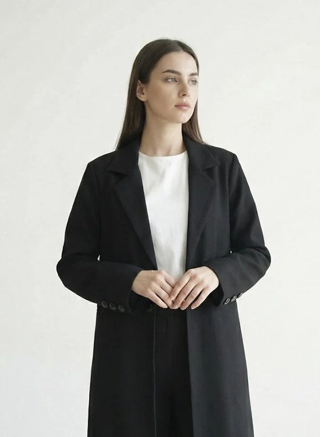 عبايات حوراء عباية بليزر بازرار على الكم مع بطانة داخلية - Image 3