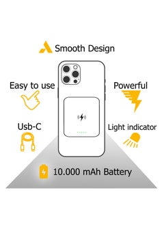 XVersion Magnetic 3-in-1 Power Bank 10000mAh with 15W Wireless Charging, 20W Wired Fast Charging, USB Port, Compact Lightweight Design, Compatible with iPhone 14/13/12 Series, iWatch, AirPods, and Qi Devices  - Image 4