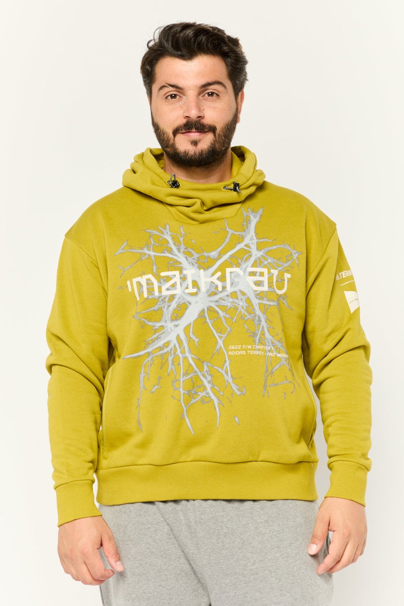 Adidas Men Sportswear Fit Long Sleeve Outdoor Hoodie, Olive  - Image 1