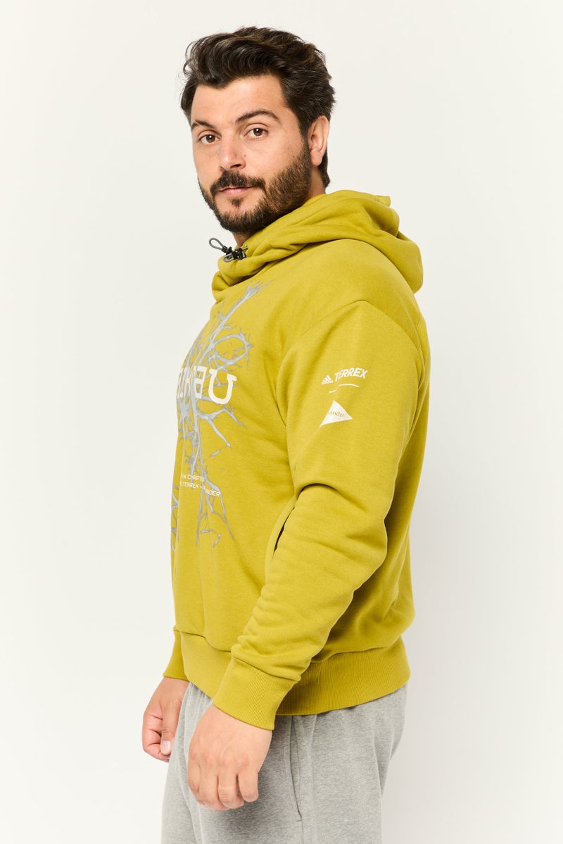 Adidas Men Sportswear Fit Long Sleeve Outdoor Hoodie, Olive  - Image 2