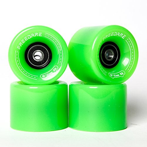 FREEDARE Skateboard Wheels 60mm 83a with Bearings and Spacers Cruiser Wheels (Green,Pack of 4) - Image 1