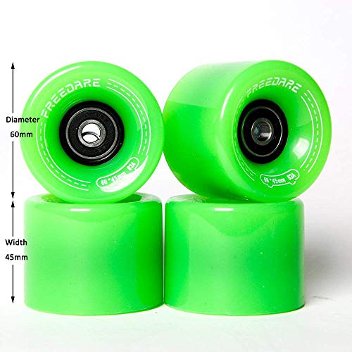 FREEDARE Skateboard Wheels 60mm 83a with Bearings and Spacers Cruiser Wheels (Green,Pack of 4) - Image 5
