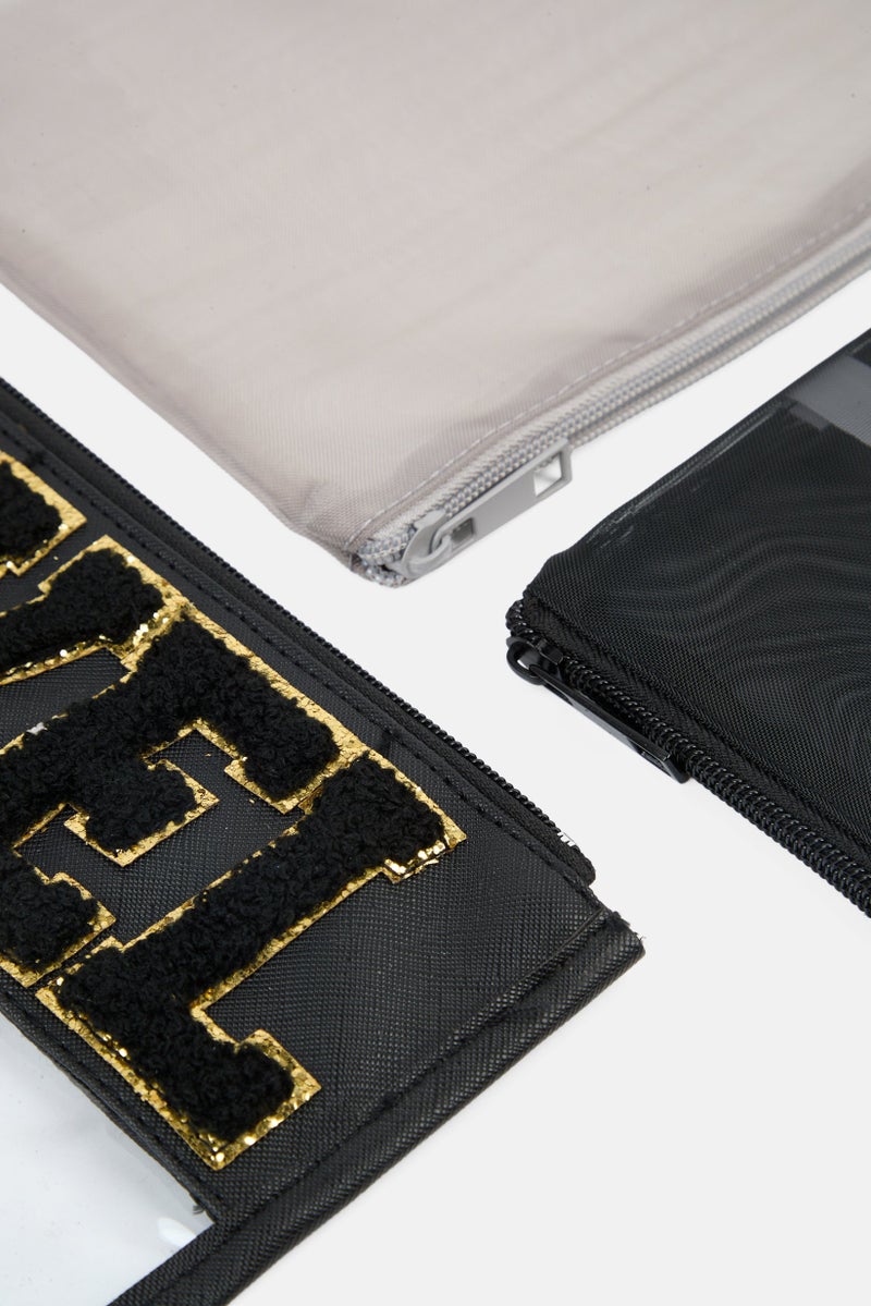 Miamica 3 Pieces Organizing Pouches, Black  - Image 4
