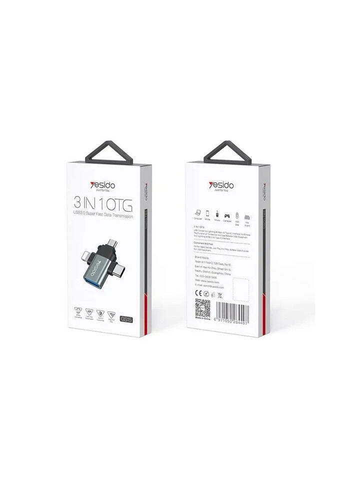 Yesido 3 In 1 OTG USB 2.0 Supper Fast Data Transmission GS15 - Image 2