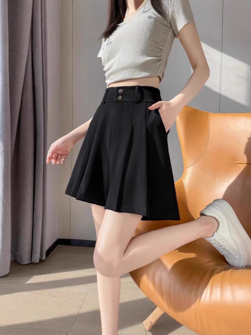 High waist pants skirt women's summer short 2024 new explosion small chubby girl plus size suit five A- line skirt pants - Image 3