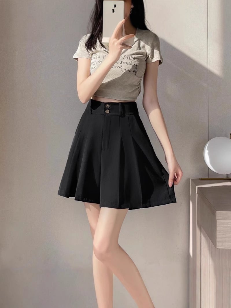 High waist pants skirt women's summer short 2024 new explosion small chubby girl plus size suit five A- line skirt pants - Image 2