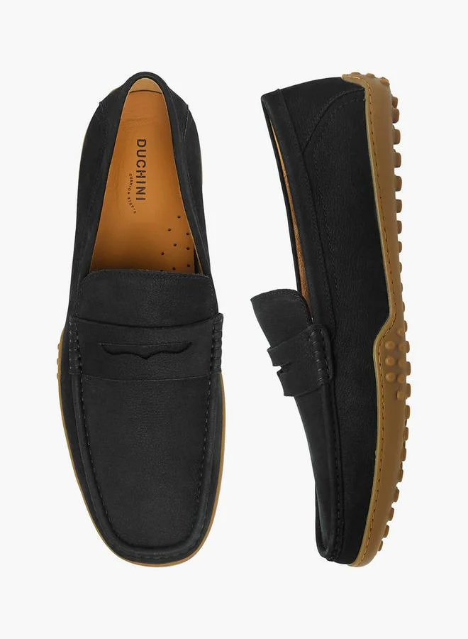 DUCHINI BLACK Men Slip-On Leather Loafers for Men | Best Price UAE