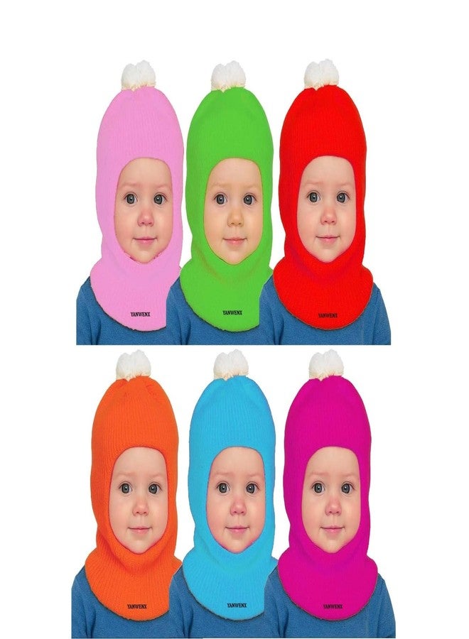 Yanwenx قبعة قرد صوفية ملونة مريحة للأطفال من يان وين - عبوة من 6 (3-4 سنوات) متعددة الألوان - Image 1