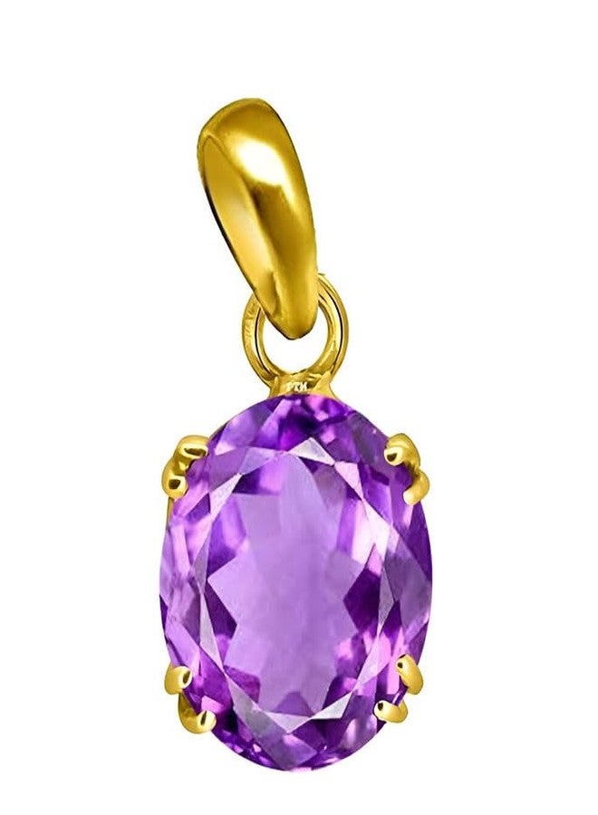 Ptm Amethyst/Kathela 6.25 Ratti or 5.5 Carat Natural Certified Astrological Gemstone Panchdhatu/5 Metals 22k Gold Plated pendant for Men & Women -nvdhp1625 - Image 1