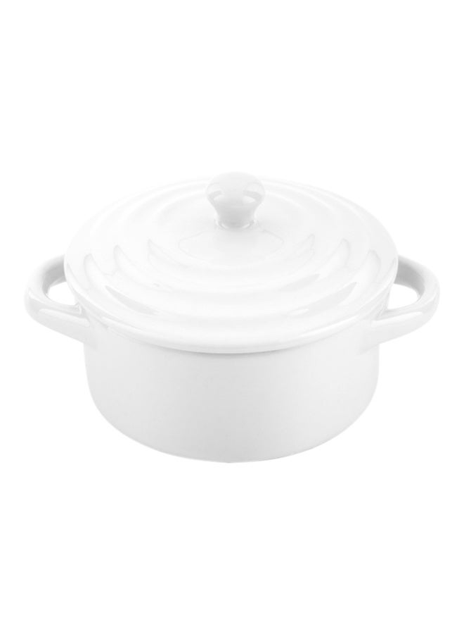 Restaurantware 3 Ounce Mini Cocotte, 10 Oven-Safe Mini Dishes - Built-In Handles, Microwave-Safe, White Porcelain Mini Dutch Oven With Lid, Dishwasher-Safe, For Baking Appetizers Or Desserts  - Image 1