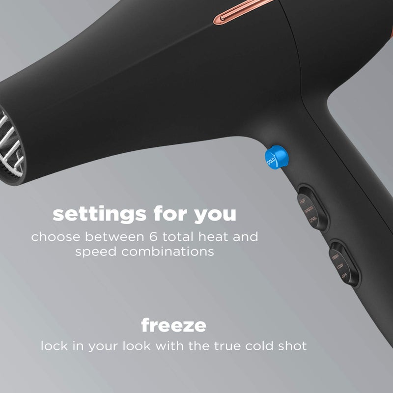 CONAIR INFINITIPRO BY CONAIR Hair Dryer with Diffuser | AC Motor Pro Hair Dryer with Ceramic Technology | Includes Diffuser and Concentrator | Black | Packaging May Vary - Image 5