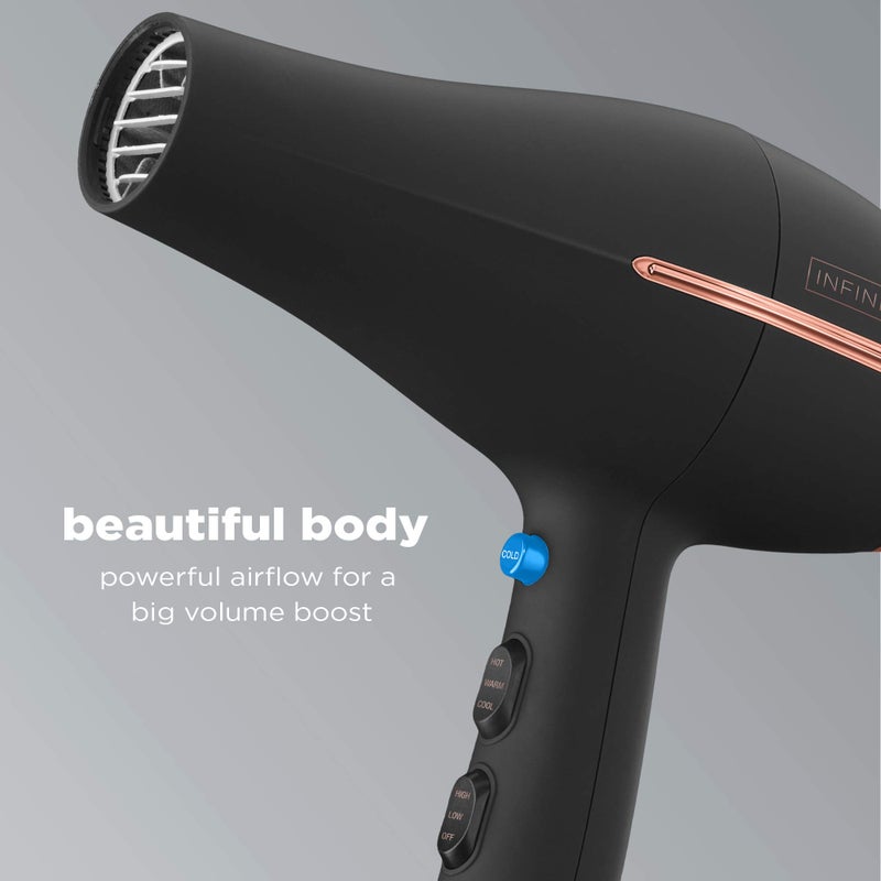 CONAIR INFINITIPRO BY CONAIR Hair Dryer with Diffuser | AC Motor Pro Hair Dryer with Ceramic Technology | Includes Diffuser and Concentrator | Black | Packaging May Vary - Image 3