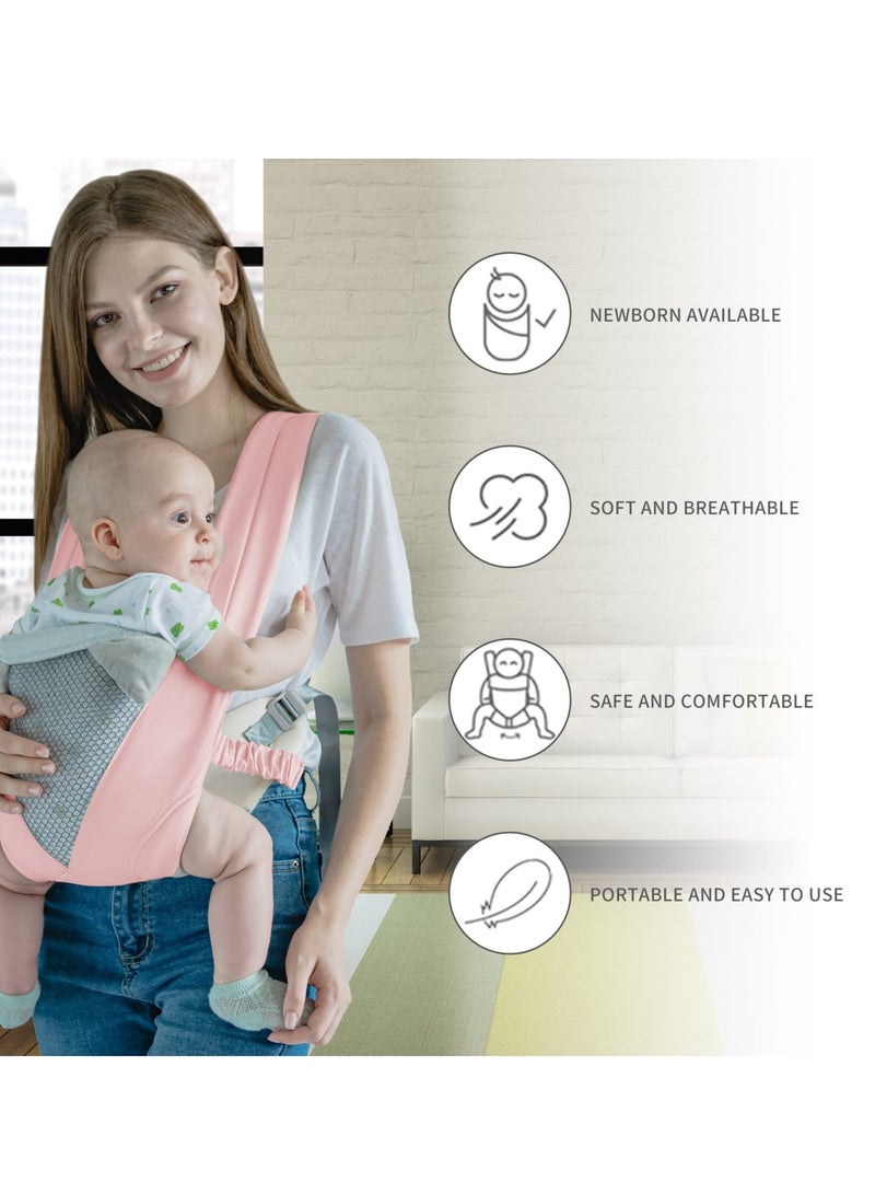 Excefore Baby Carrier, Multi-Functional 9 in 1 Baby Backpack Carrier, Shoulder Strap Grid Breathable Infant Sling for 3-36 Month Baby to Toddler Girl and Boy 7-40 lbs (Pink) - Image 3