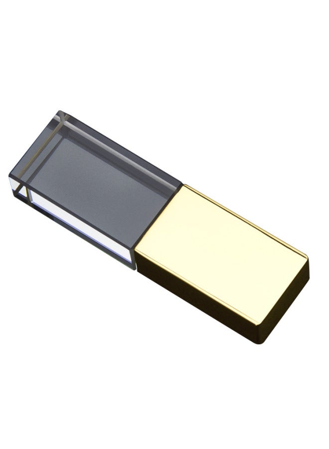 قرص فلاش USB كريستال Usb3.0 قرص فلاش USB أكريليك مضيء 16 جيجا هدية موسيقى ليزر نحت داخلي Logo32g128g- اللون: ذهبي- السعة: USB3.0/16 جيجابايت - Image 1