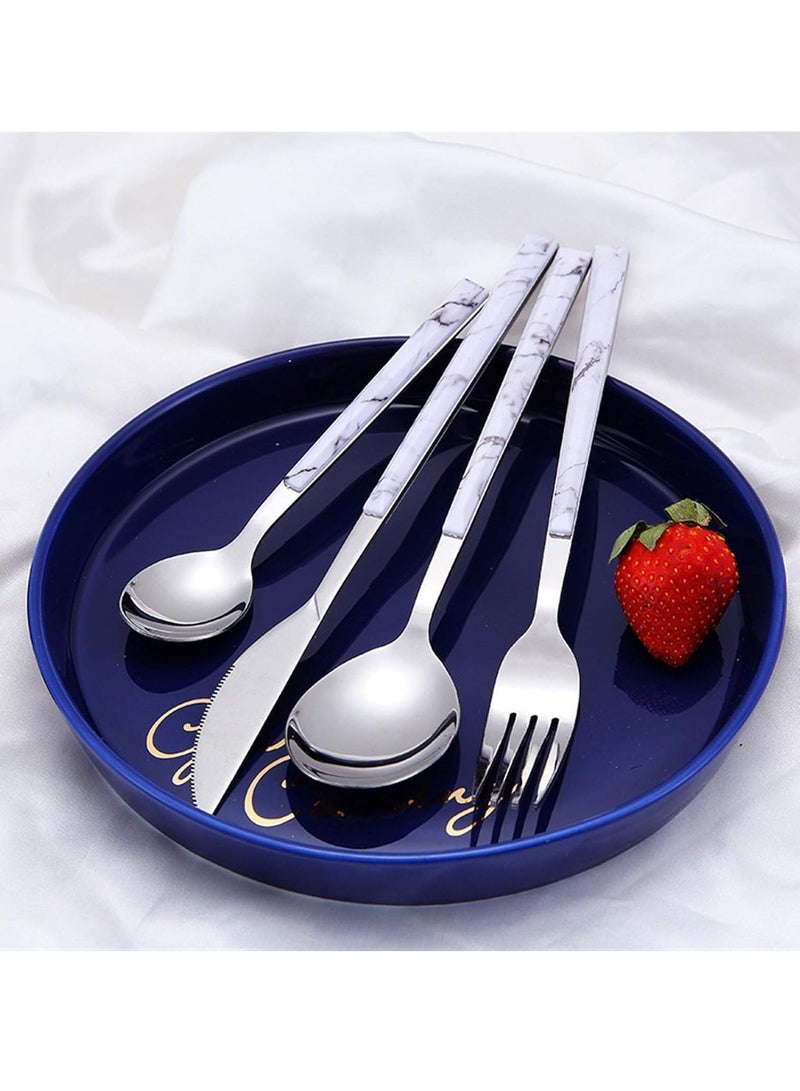 Arabest Dinner Cutlery Set Stainless Steel Hotel Western Dinnerware Pattern Marble Sleek and Delicate Set 5 Piece Stainless Steel Steak Dinner Fork - Image 2