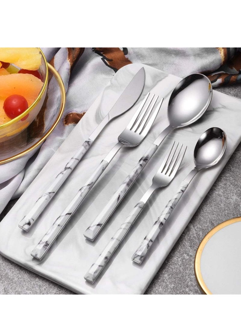 Arabest Dinner Cutlery Set Stainless Steel Hotel Western Dinnerware Pattern Marble Sleek and Delicate Set 5 Piece Stainless Steel Steak Dinner Fork - Image 3