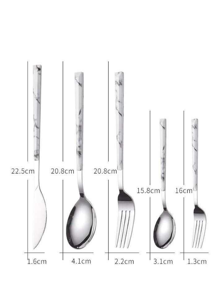 Arabest Dinner Cutlery Set Stainless Steel Hotel Western Dinnerware Pattern Marble Sleek and Delicate Set 5 Piece Stainless Steel Steak Dinner Fork - Image 5