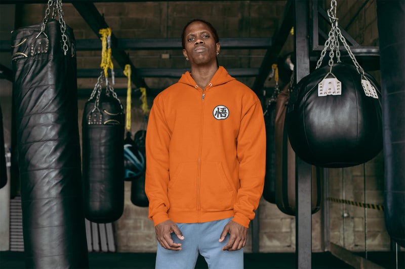 ALLNTRENDS Training Symbol Full Zip Hoodie Sweatshirt Anime Cool Graphic Top (M, Orange) - Image 4