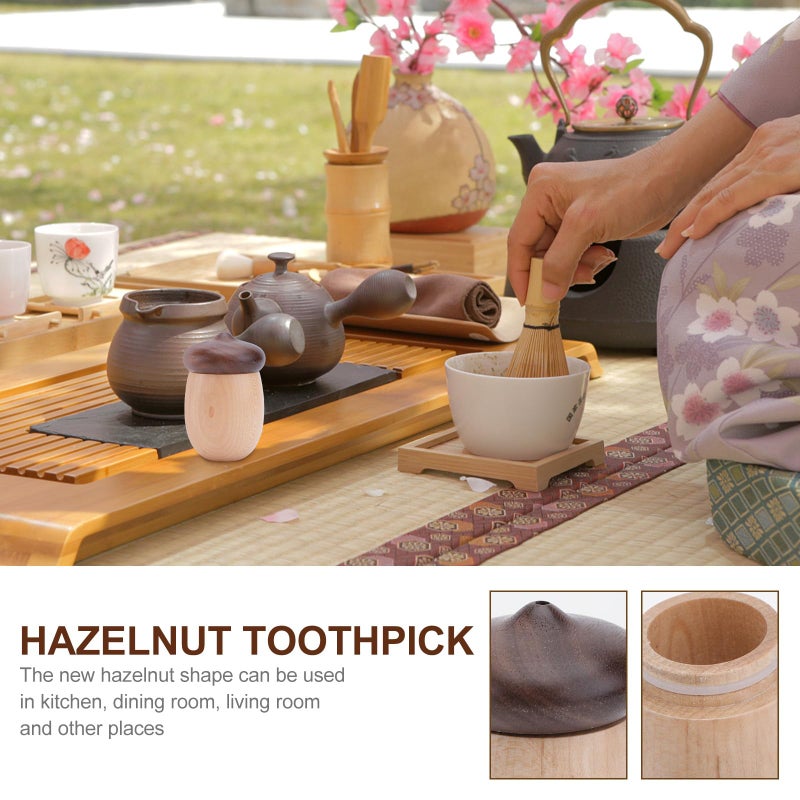 Walnut Wood Toothpick Holder Dispenser 5cm Diameter 8cm Height Kitchen Dining Table Storage - Image 4