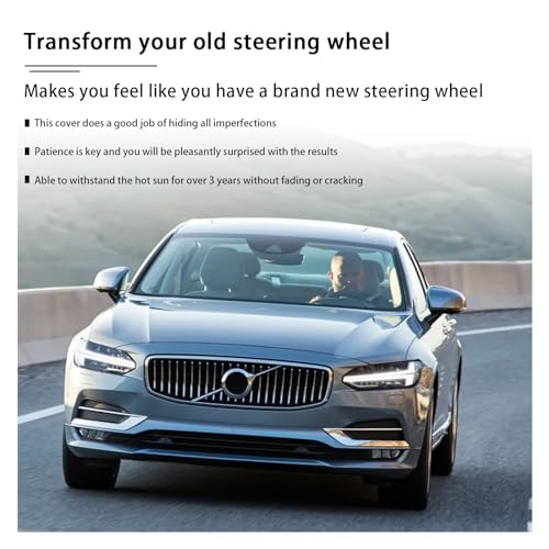 Kewucn Genuine Leather Steering Wheel Cover, 15" Universal Car Steering Wheel Protector with Needle Thread, Breathable Anti-Slip Steering Wheel Cover DIY Stitch on Wrap (Coffee, Full Hole) - Image 4