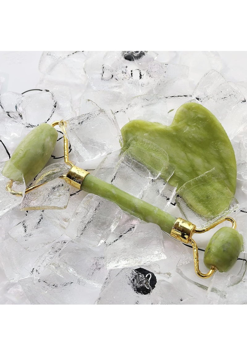 Jade Jade Roller and Gua Sha Facial Tools, 100% Natural Rose Quartz Gua Sha Stone, Jade roller & Gua sha Tool for Face Jawline Sculpting and Puffiness Reducing, Gua Sha Massage Tool, Skin Care Gift with beautiful premium box pack  - Image 4