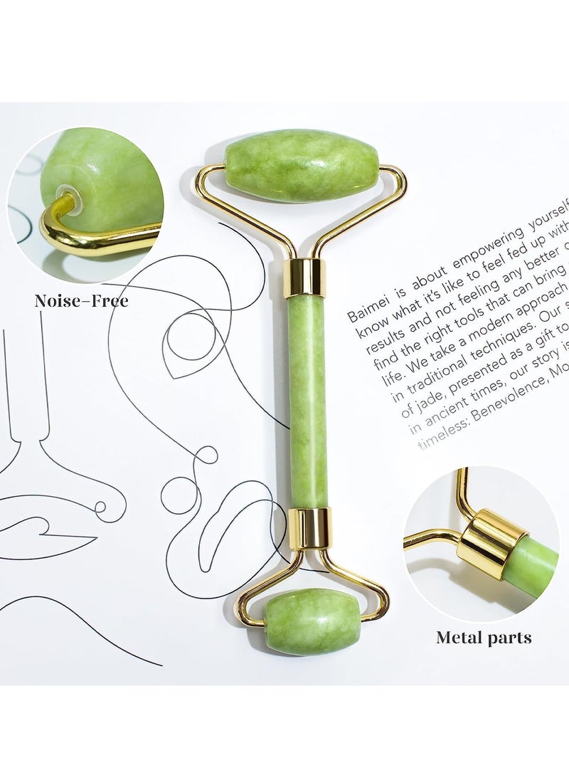 Jade Jade Roller and Gua Sha Facial Tools, 100% Natural Rose Quartz Gua Sha Stone, Jade roller & Gua sha Tool for Face Jawline Sculpting and Puffiness Reducing, Gua Sha Massage Tool, Skin Care Gift with beautiful premium box pack  - Image 5