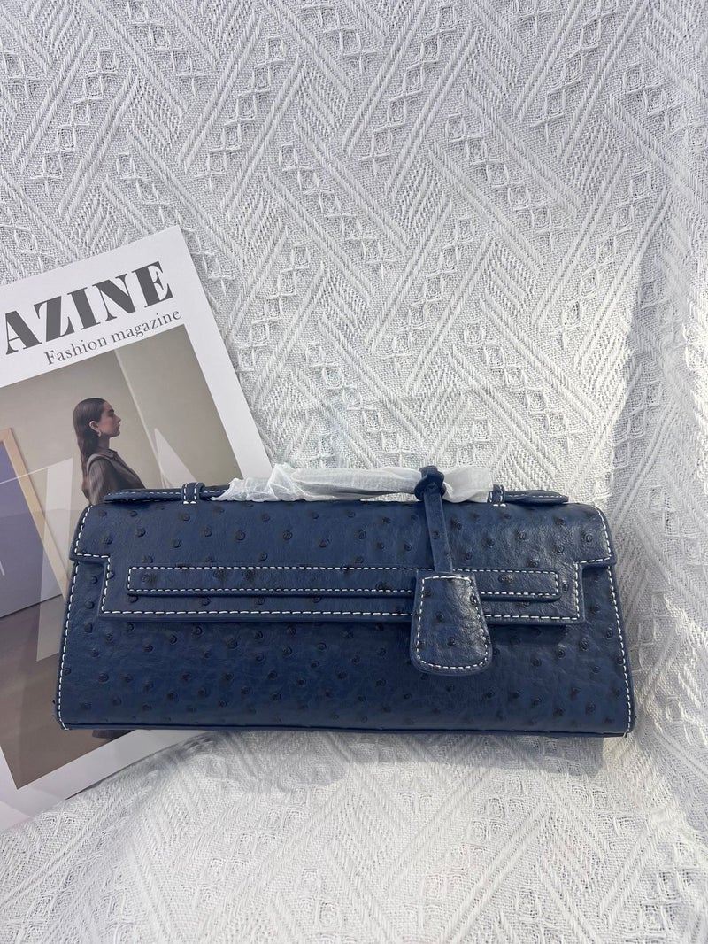 Popular Long Small Square Bag Trendy Snake Pattern Ostrich Pattern Portable Shoulder Crossbody Women'S Bag Manufacturer - Image 1