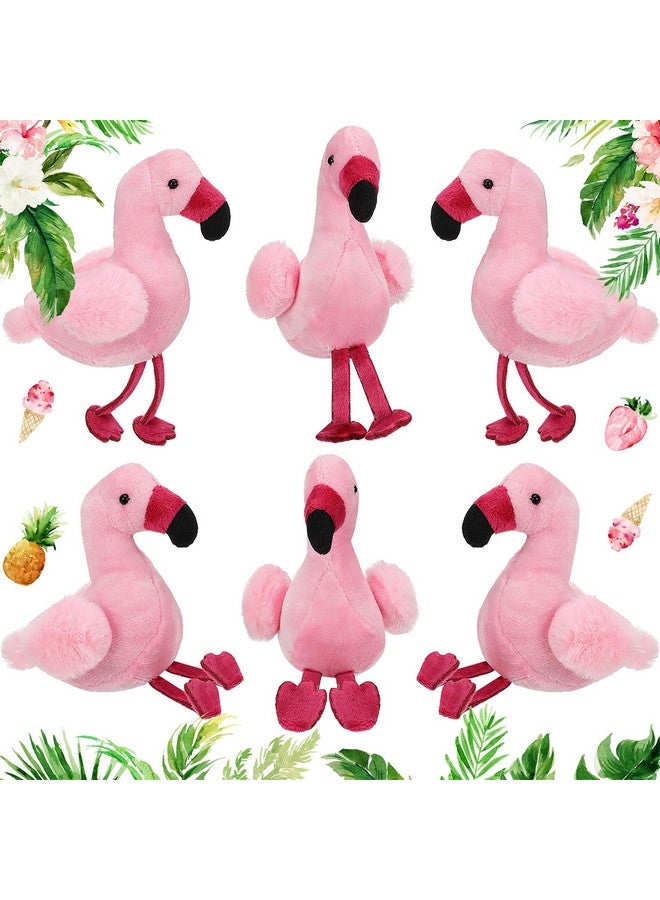 Skylety 6 Pieces Mini Flamingo Stuffed Animal Plush Toys 5 Inch Flamingo Party Favors Valentine Day Gift Hanging Ornaments Keychain Decorations for Women Birthday(Rose Red) - Image 1