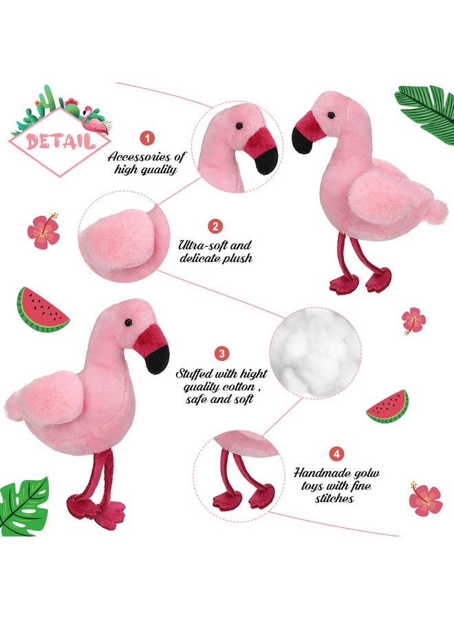 Skylety 6 Pieces Mini Flamingo Stuffed Animal Plush Toys 5 Inch Flamingo Party Favors Valentine Day Gift Hanging Ornaments Keychain Decorations for Women Birthday(Rose Red) - Image 3